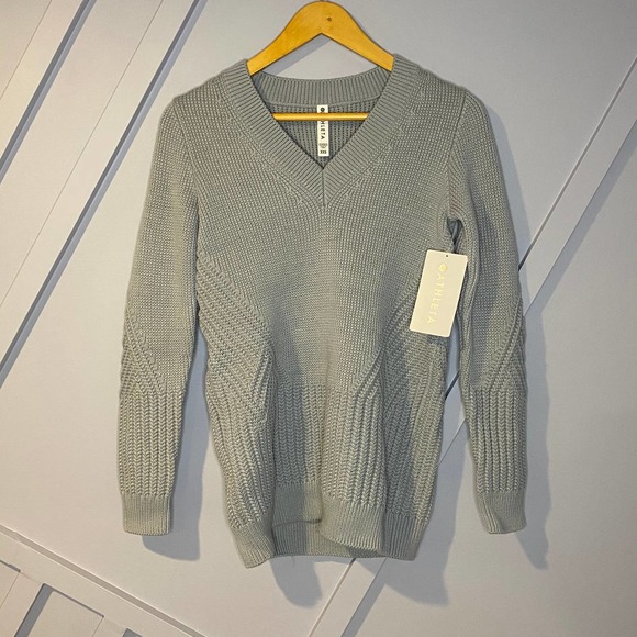 Athleta Teton V Neck Sweater NWT voyage gray - Picture 5 of 12